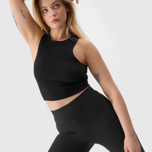 Dámský crop top slim 4F - černý